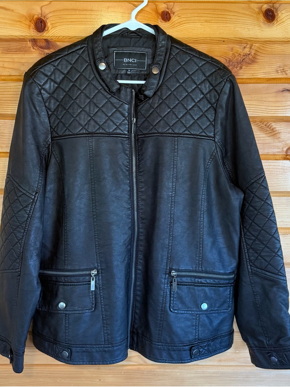 BNCI by Blanc Noir Black Quilted Faux Leather Moto Jacket